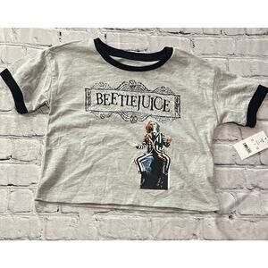 Beetlejuice Shirt Ringer Graphic Short Sleeve Crew Neck Girls S 6/6X\\]